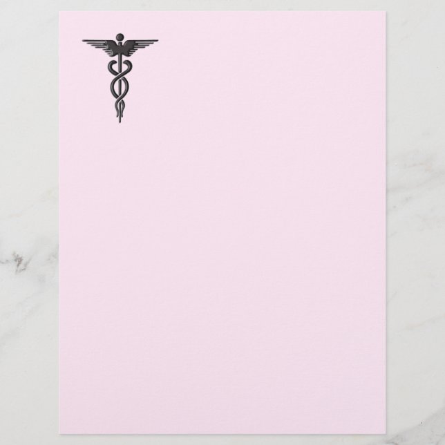 Medicinsk kaducé på rosa (Framsida)
