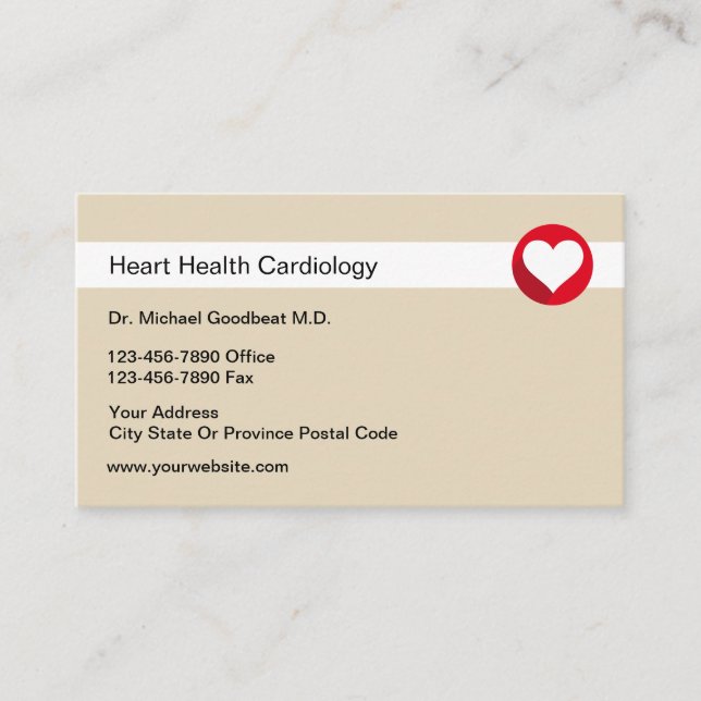 Medicinsk kardiolog Heart Health-Affärskort Visitkort (Framsida)