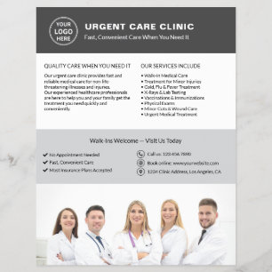 Medicinsk klinik Akutsjukvård Grått Logotyp QR Reklamblad