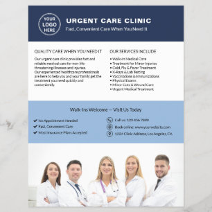 Medicinsk klinik Akutvård Anpassad logotyp QR Reklamblad