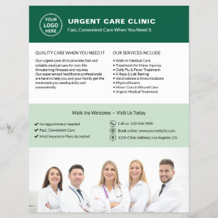 Medicinsk klinik Akutvård Grön Logo QR Reklamblad
