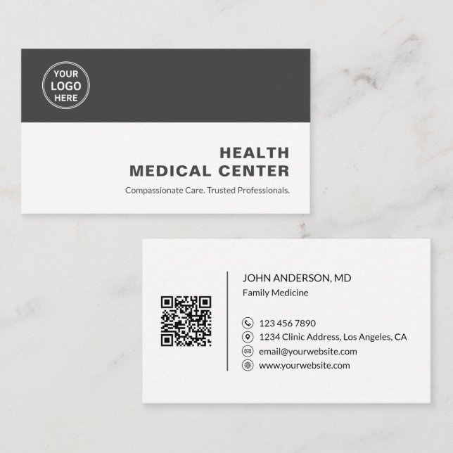 Medicinsk klinik Doktor Gray Professionell Visitkort (Fram/baksida)