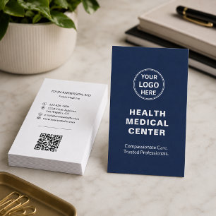 Medicinsk Klinik Läkare Navy Vit Vertikal Visitkort
