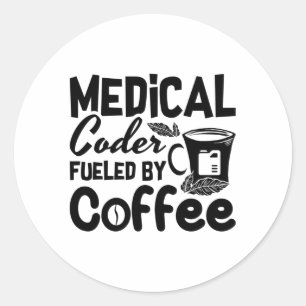 Medicinsk kod som bärs upp av koderna för kaffepro runt klistermärke