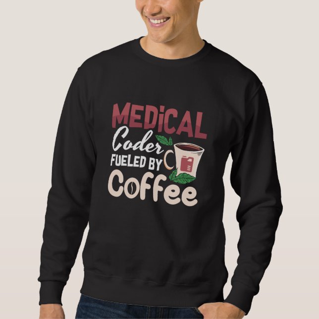 Medicinsk koder som bärs av kaffekodningsprogram lång ärmad tröja (Framsida)