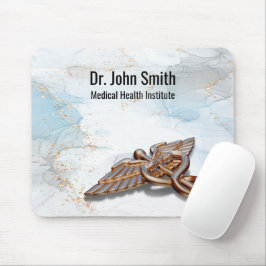 Medicinsk koppar Caduceus Ro Guld Luxury Marble Musmatta