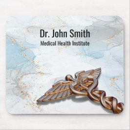 Medicinsk koppar Caduceus Ro Guld Luxury Marble Musmatta