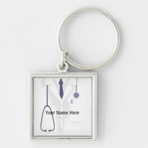 Medicinsk Lab Jackar Jacka Premium Keychain Fyrkantig Silverfärgad Nyckelring