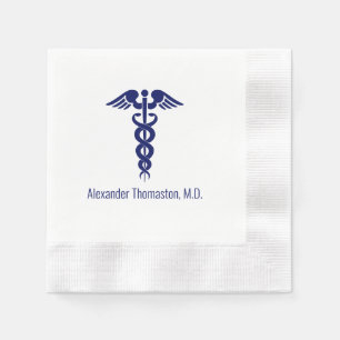Medicinsk Läkare Kaduceus Yrkesnamn Blå Pappersservett