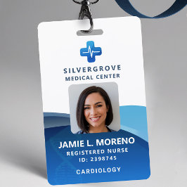 Medicinsk Logotyp Modern Blue Photo Nurse ID
