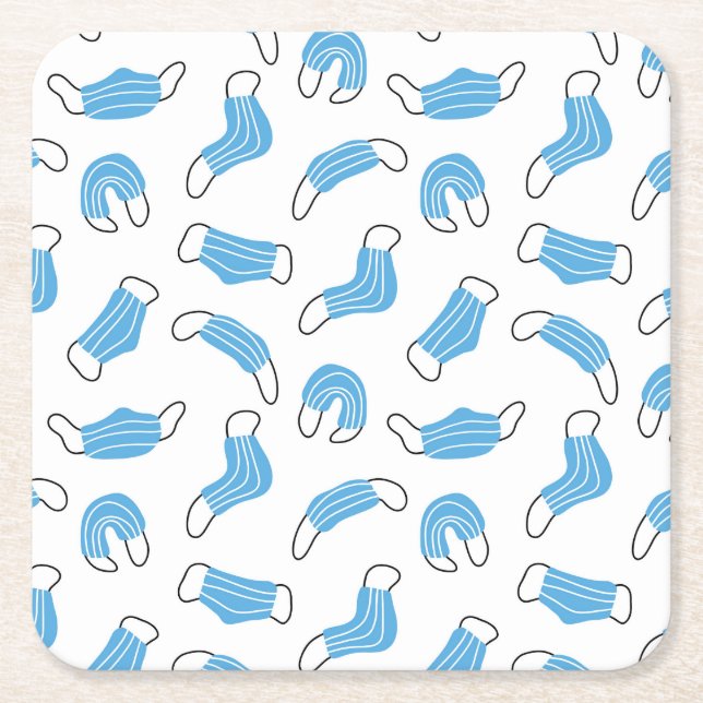 Medicinsk mask mönster underlägg papper kvadrat (Framsidan)