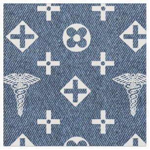 Medicinsk mönster. Läkare logotyp. Blå jeans Tyg