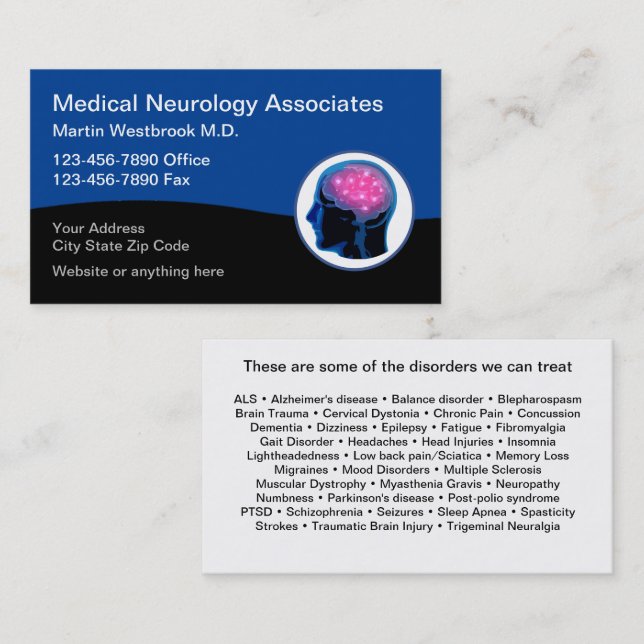 Medicinsk neurologi Neurolog Verksamhetskort Visitkort (Fram/baksida)