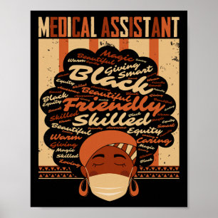 Medicinsk omedelbar kostym Afro kvinna stolt Svart Poster