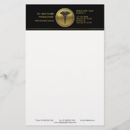 Medicinsk professionell 3D-guld-caduceus-emblem Brevpapper