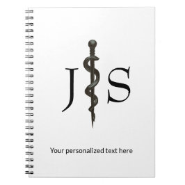 Medicinsk professionell enkel Asclepius svart vit Anteckningsbok