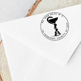 Medicinsk Returadress för Snake Bowl Hygieia Round Stämpel