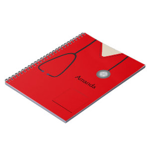 Medicinsk scrubs Red Notebook Anteckningsbok Med Spiral
