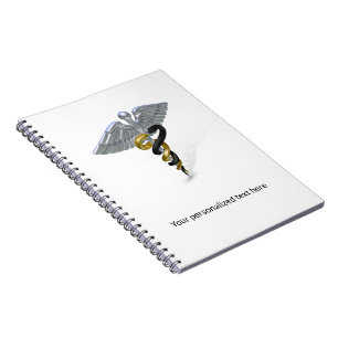 Medicinsk Silver Caduceus Black Guld - bärbar dato Anteckningsbok Med Spiral