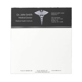 Medicinsk Silver Classy Caduceus på Black Anteckningsblock