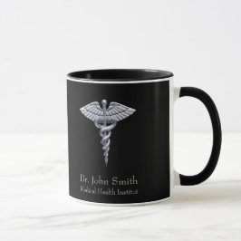 Medicinsk Silver Classy Caduceus på Black Mugg