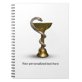 Medicinsk skål av brons med orm Hygieia Vit Caduce Anteckningsbok