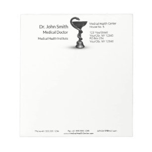 Medicinsk snake Black Bowl Hygieia White Caduceus Anteckningsblock