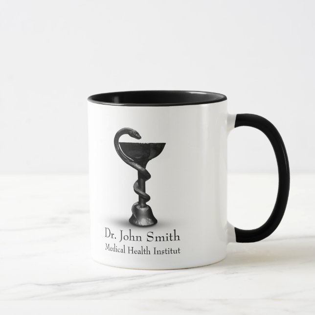Medicinsk snake Black Bowl Hygieia White Caduceus Mugg (Höger)