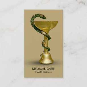 Medicinsk snake Bowl Hygieia Beige Guld Caduceus Visitkort