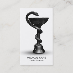 Medicinsk snake Bowl Hygieia Black White Caduceus Visitkort