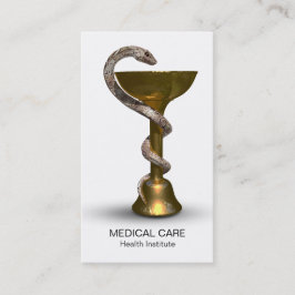Medicinsk Snake Bowl Hygieia Bronze White Caduceus Visitkort