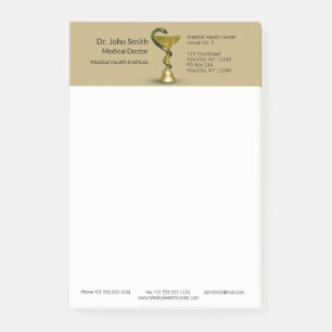 Medicinsk snake Bowl Hygieia Guld Caduceus Beige Post-it Block