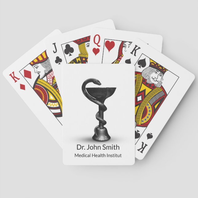 Medicinsk Snake Bowl Hygieia White Black Caduceus Casinokort (Baksidan)