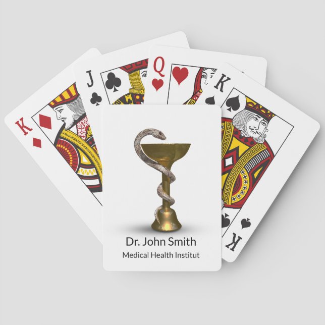 Medicinsk Snake Bowl Hygieia White Bronze Caduceus Casinokort (Baksidan)