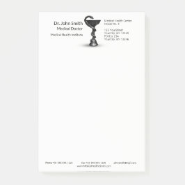 Medicinsk snake Bowl Hygieia White Caduceus Black Post-it Block
