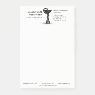 Medicinsk snake Bowl Hygieia White Caduceus Black Post-it Block