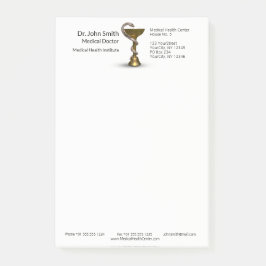 Medicinsk Snake Bowl Hygieia White Caduceus Bronze Post-it Block