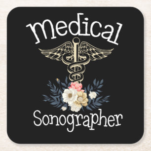 Medicinsk Sonographer Cute Sonography Gift Underlägg Papper Kvadrat
