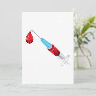 Medicinsk spruta med bloddroppe inbjudningar