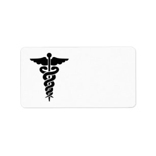 Medicinsk symbol Caduceus Adressetikett