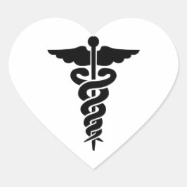 Medicinsk symbol Caduceus Hjärtformat Klistermärke