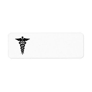 Medicinsk symbol Caduceus Returadress Etikett