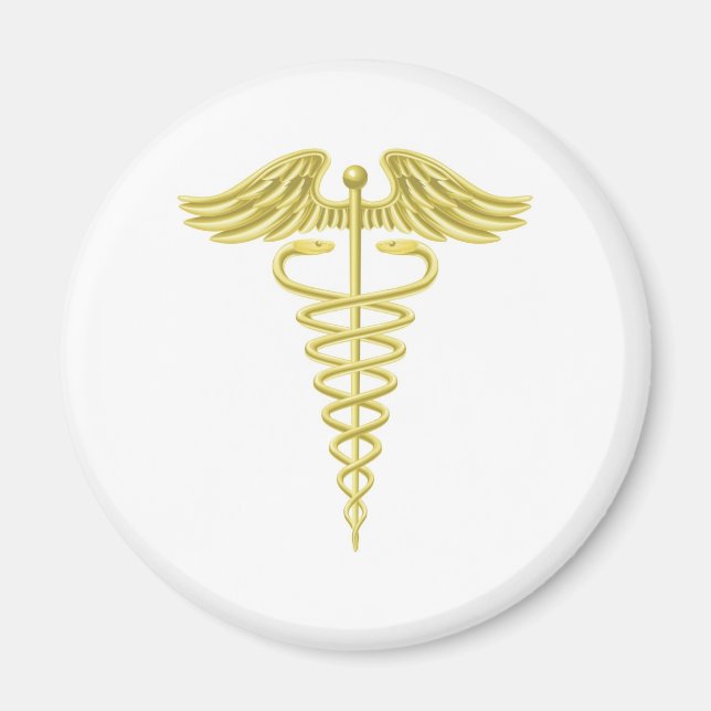 Medicinsk symbol för Caduceus guld Magnet (Framsidan)