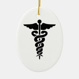 Medicinsk symbol julgransprydnad keramik