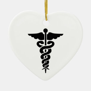 Medicinsk symbol julgransprydnad keramik