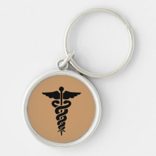 Medicinsk symbol rund silverfärgad nyckelring