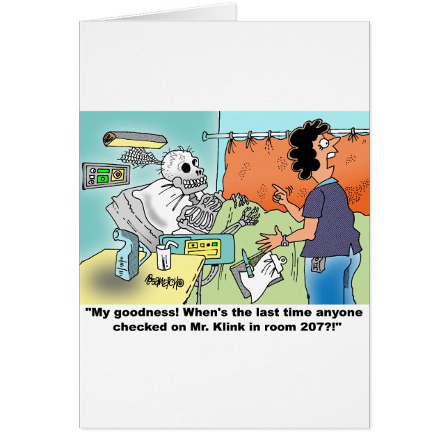 Medicinsk tecknadhumor hälsningskort (Framsidan)