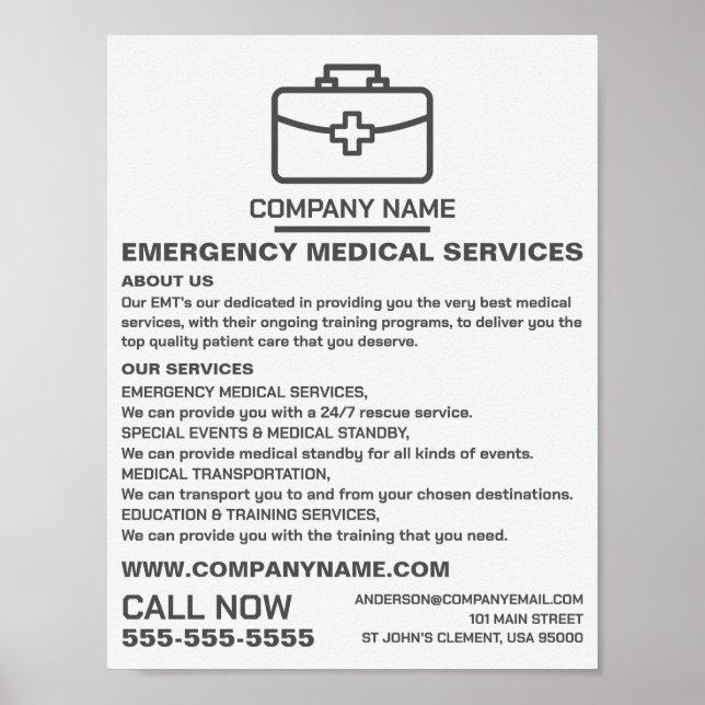 Medicinsk utformning, EMT, Sjukvårdare Reklam Poster (Framsidan)