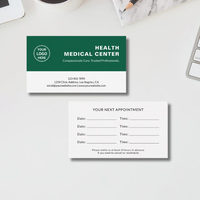 Medicinsk vårdklinik Doktor Green Tidsbeställning Kort (Medical Healthcare Clinic Doctor Green Appointment Card)