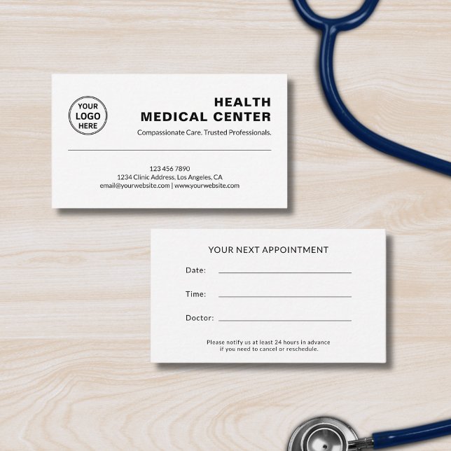 Medicinsk vårdklinik läkare professionell tidsbeställning kort (Medical Healthcare Clinic Doctor Professional Appointment Card)